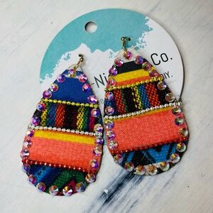 ✨NWT Colorful Serape Teardrop Earrings w Rhinestones